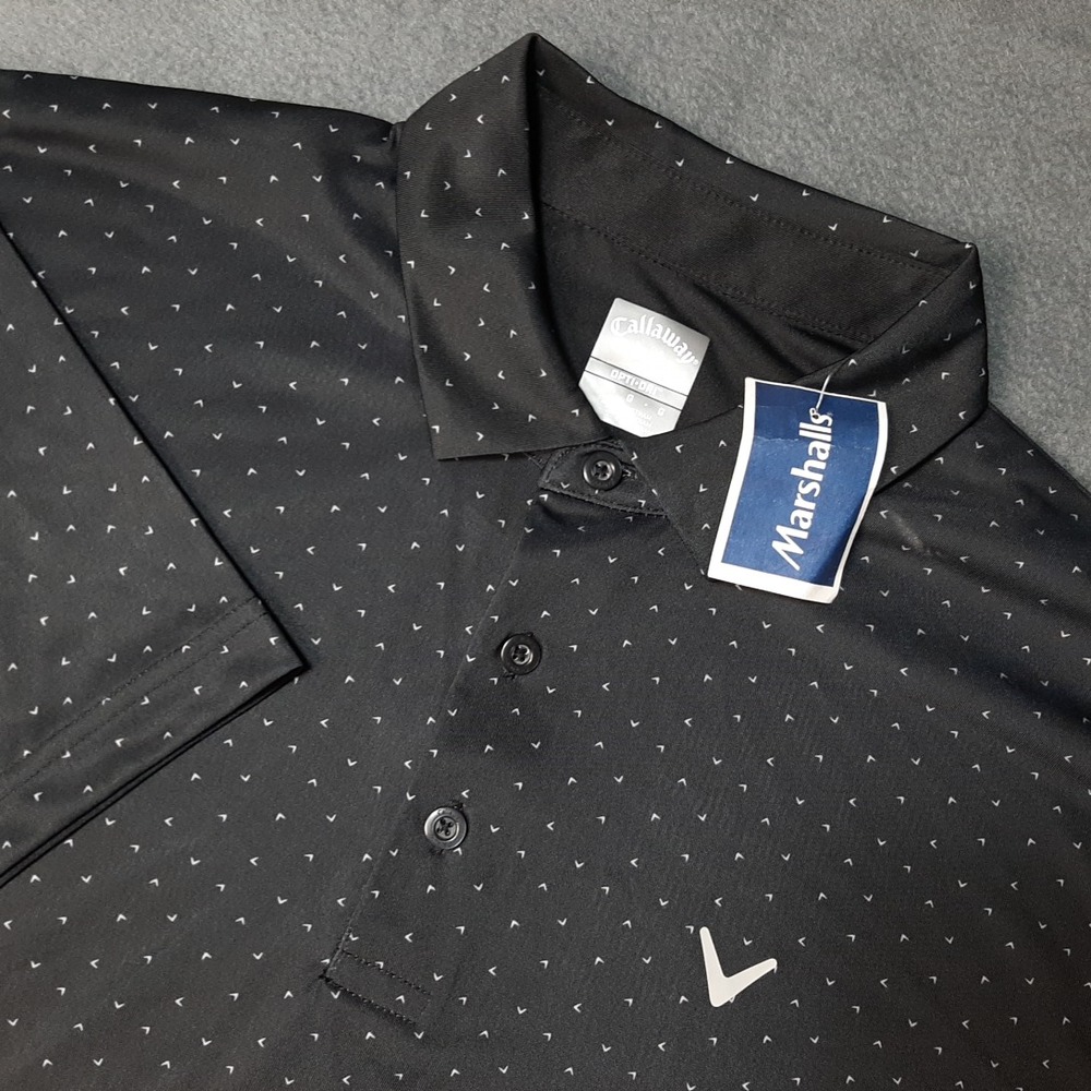 NEW Callaway Polo Shirt Mens Large Black Golf Performance Stretch OptiDri Active